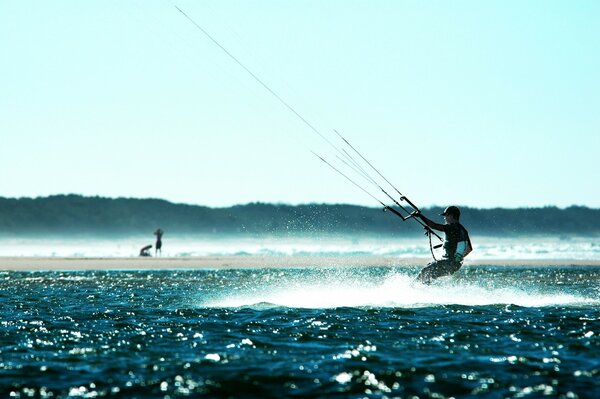 Surfing in the city. Water surface