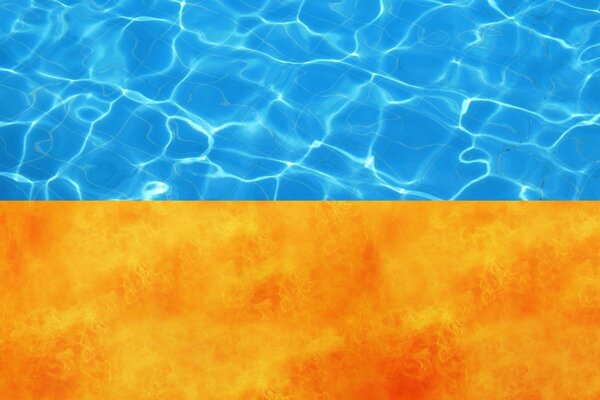 Feuerflamme und klares Wasser