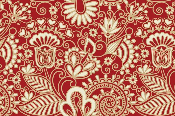 Beautiful red and white texture in Russian style