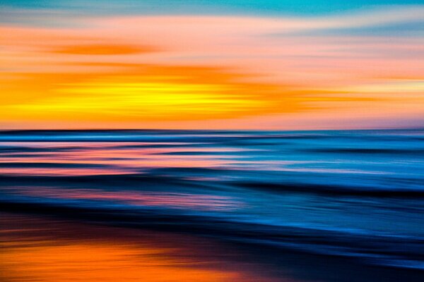 The sea at sunset. Multicolored illustrations