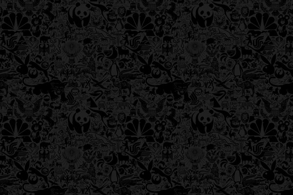 Black wallpaper with wild animals