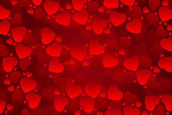 Three-dimensional, Three-D images of red hearts