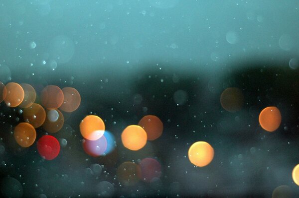 Bokeh effect: lights on the evening street