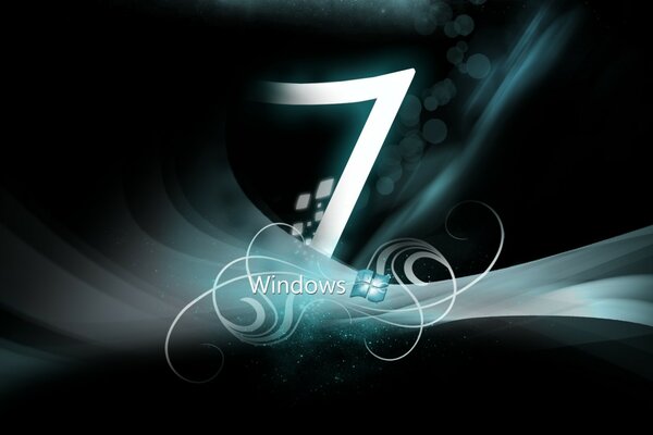 Hermoso logotipo de windows 7 en colores oscuros