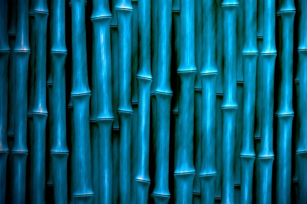 Blue Vertical Bamboo Wall