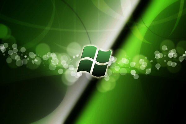 Emblemat Windows na zielonym tle