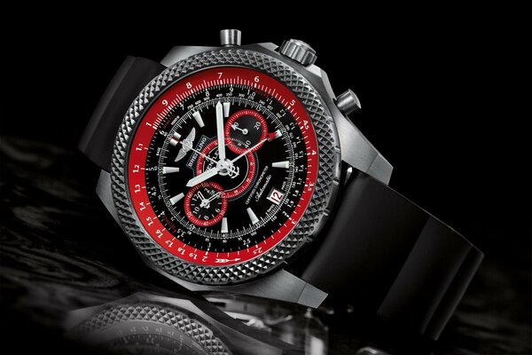 Orologio breitling con quadrante rosso