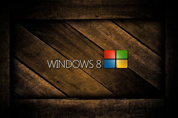 Windows 8 logo on the background of wooden planks