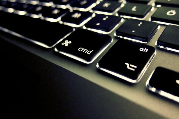 Black backlit keyboard, keys