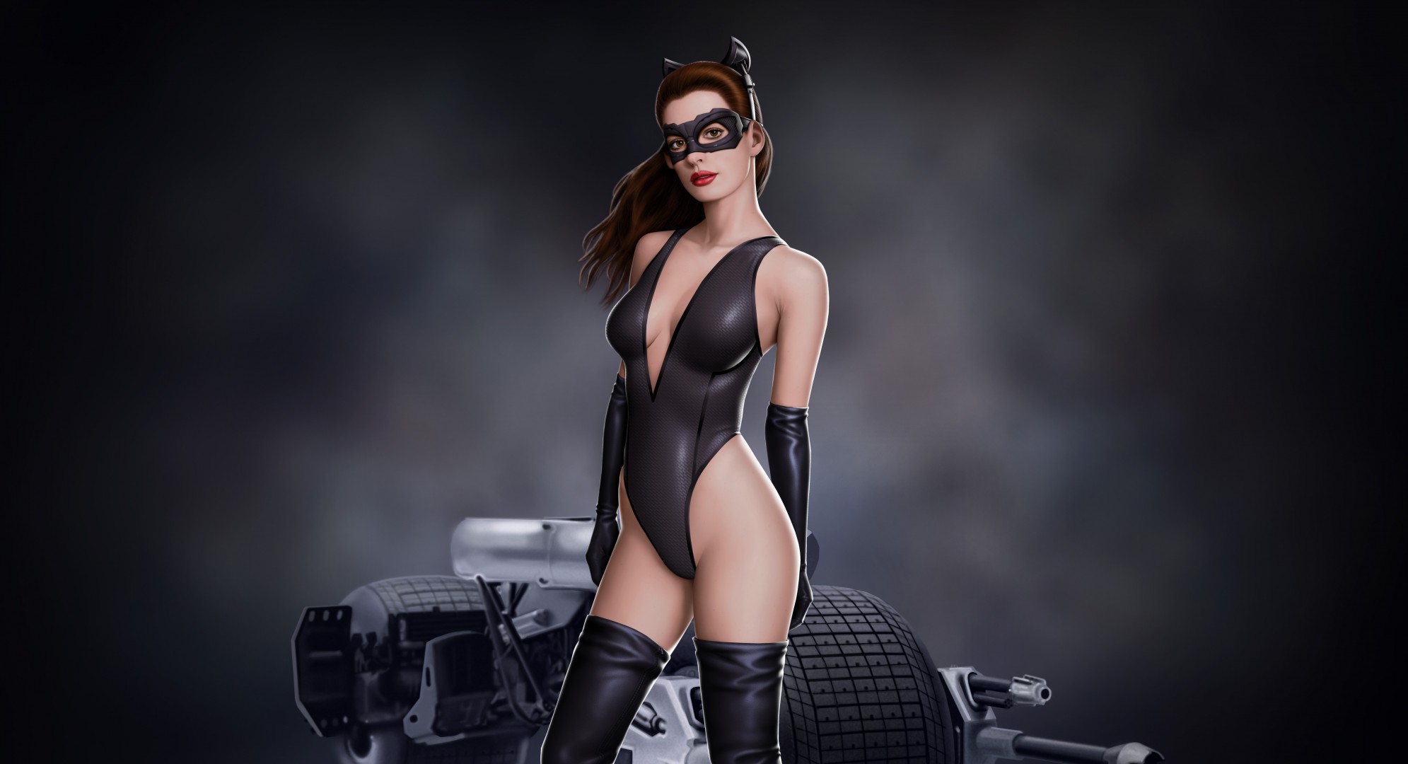 arte vista anne hathaway catwoman batman máscara