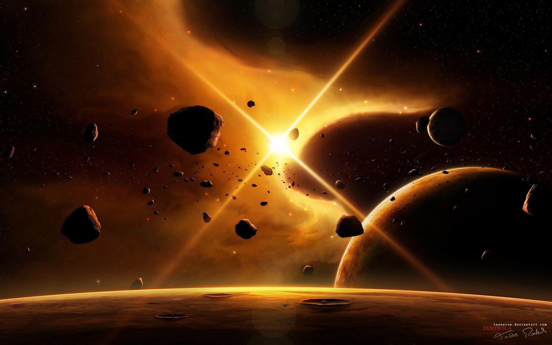 espace étoiles planètes satellites lumière rayons astéroïdes espace univers