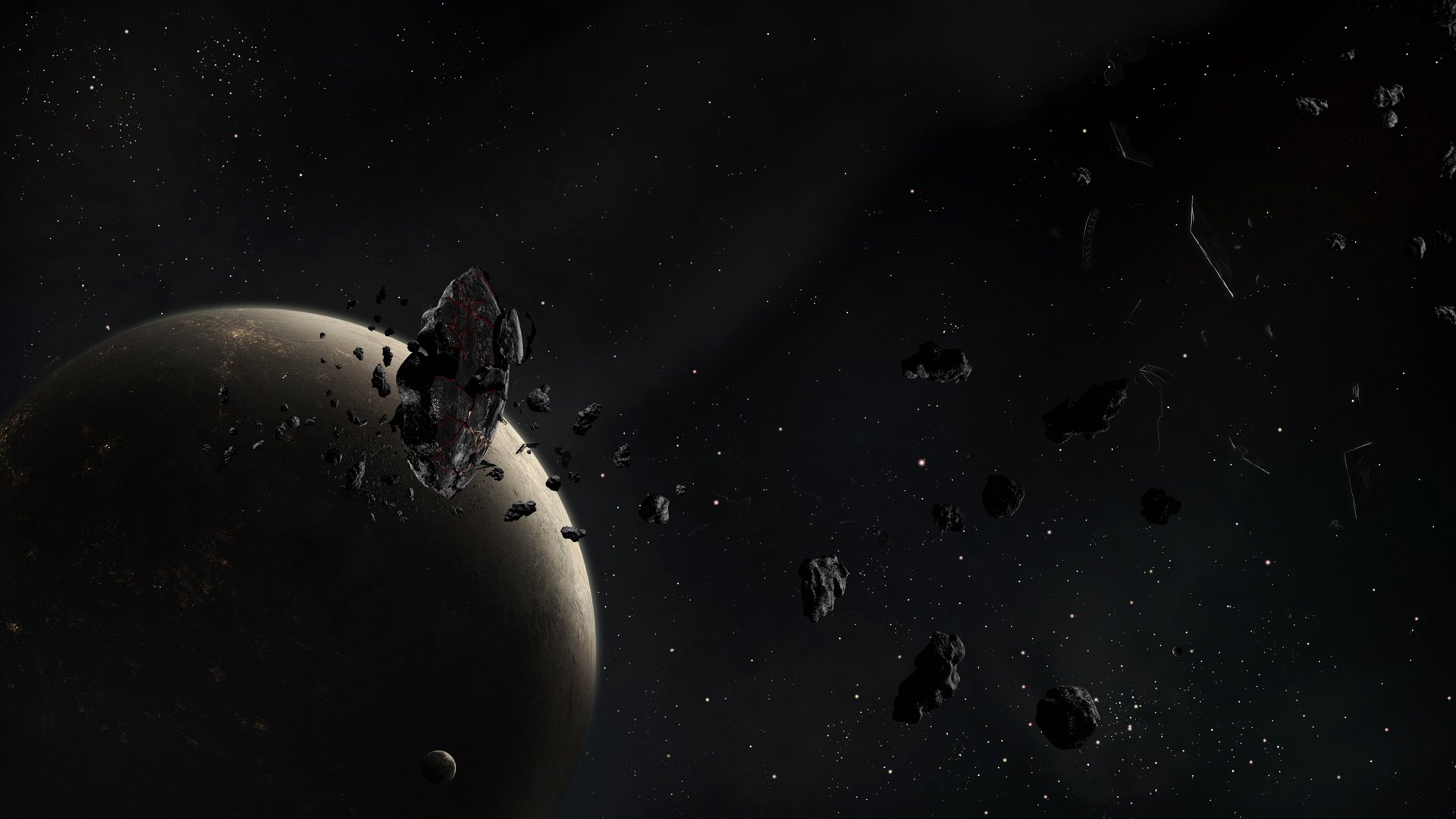 planète lune étoiles astéroïdes épave