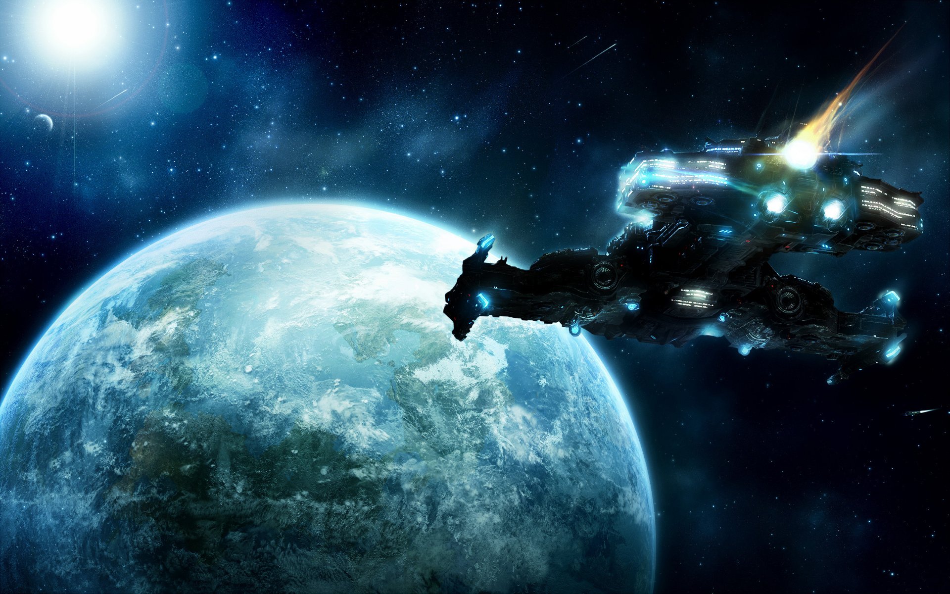markpaulk sztuka statek kosmiczny sc2 planeta ziemia kosmos komety
