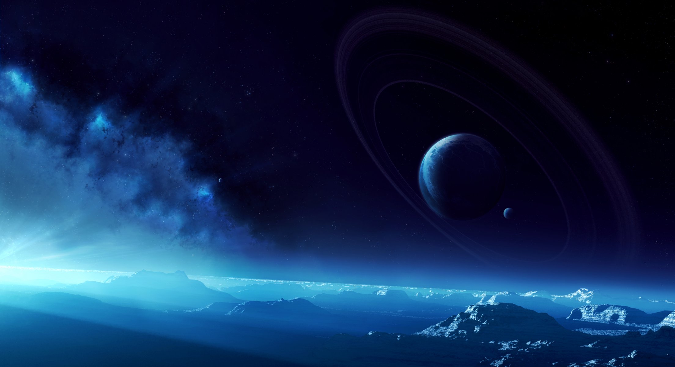 superficie planetas anillos cielo