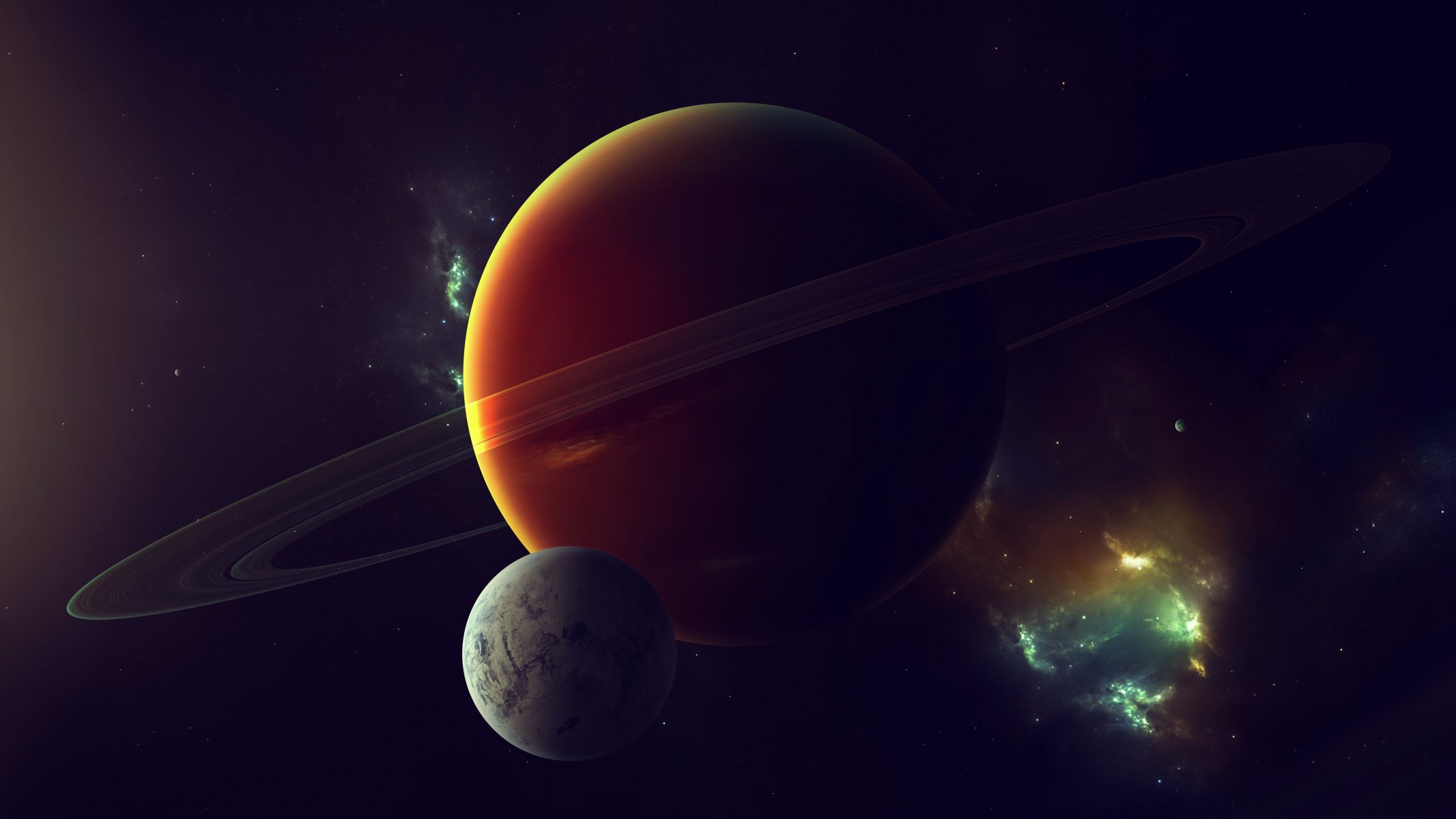 gasriese satellit nebel sterne