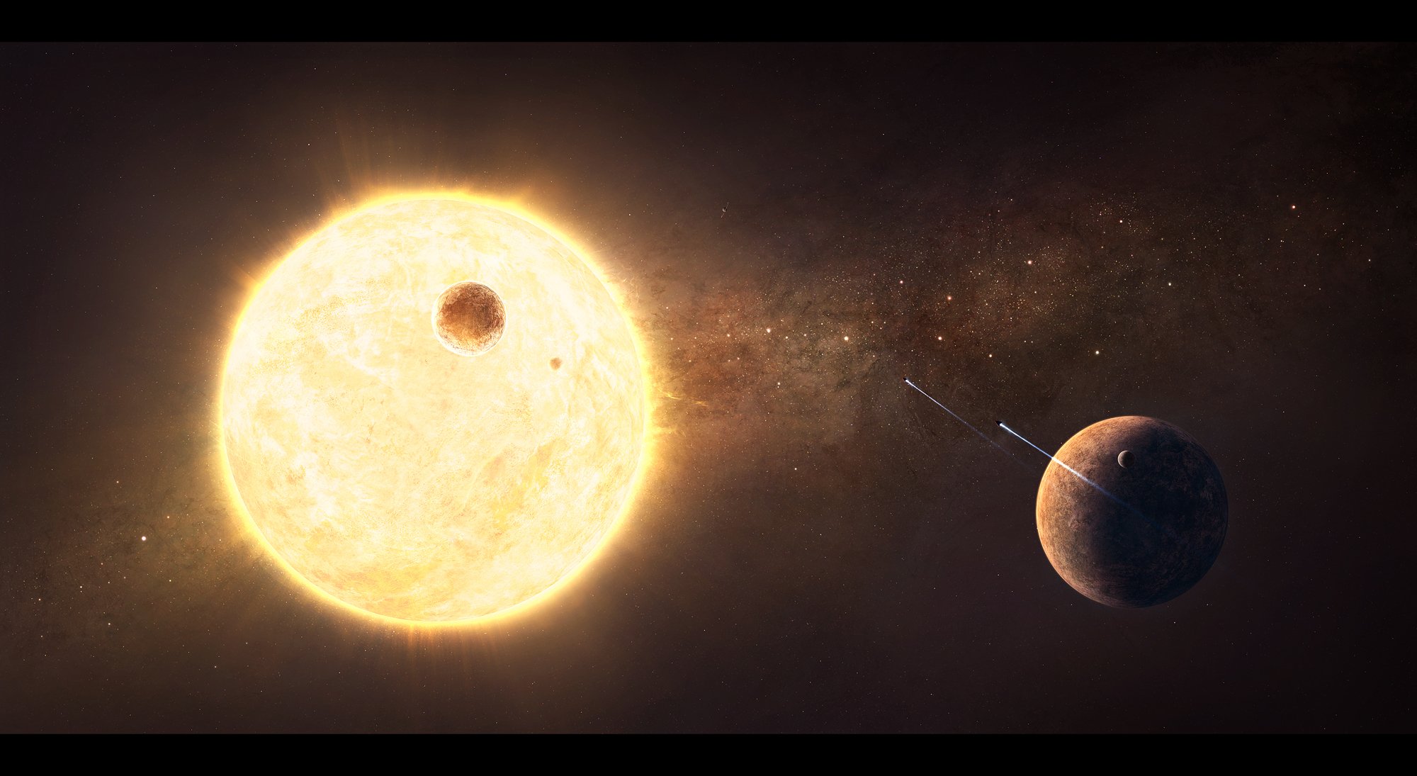 sistema estelar planetas satélite estrella naves espaciales