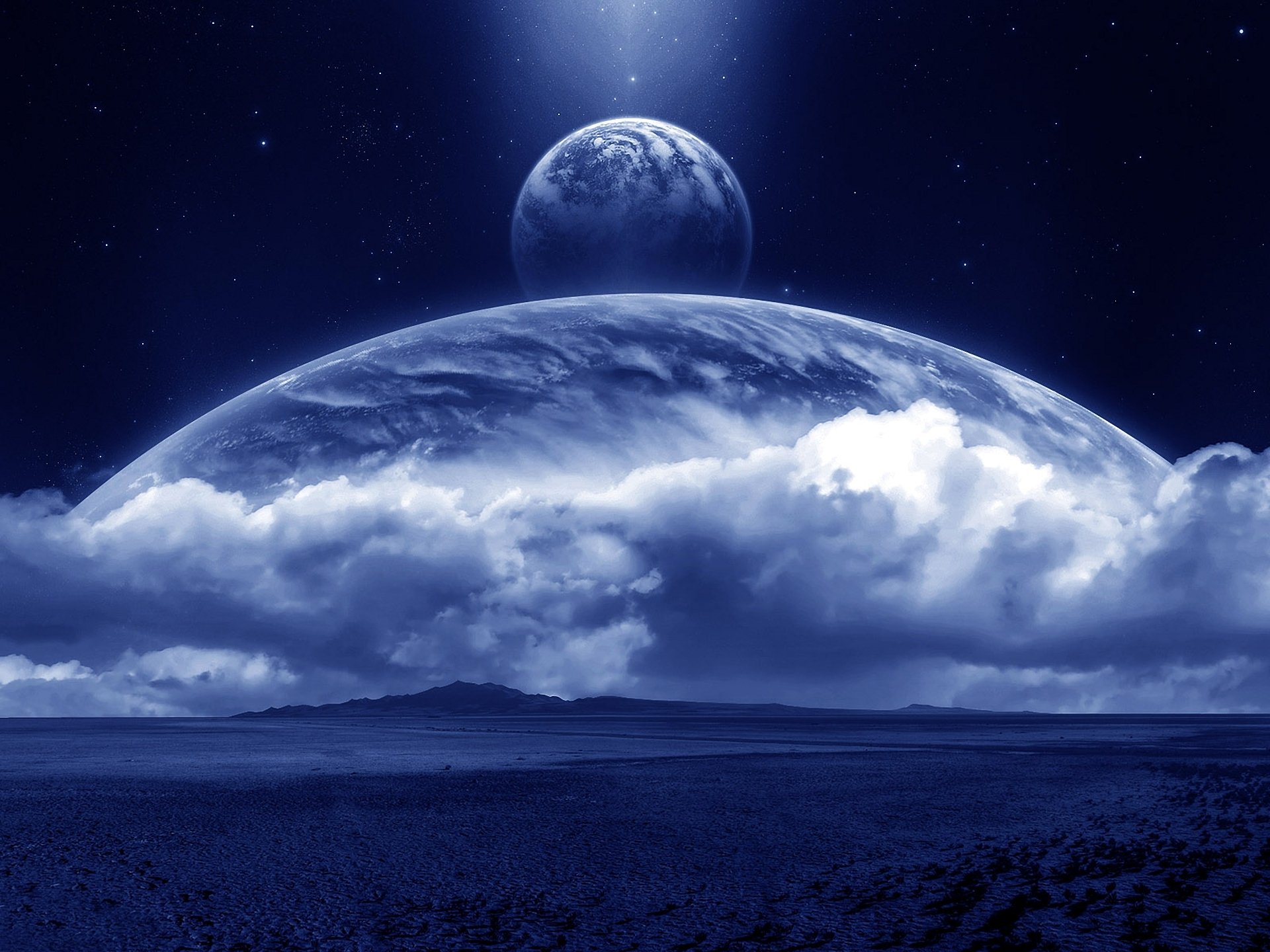 planety satelita kosmos chmury gwiazdy powierzchnia