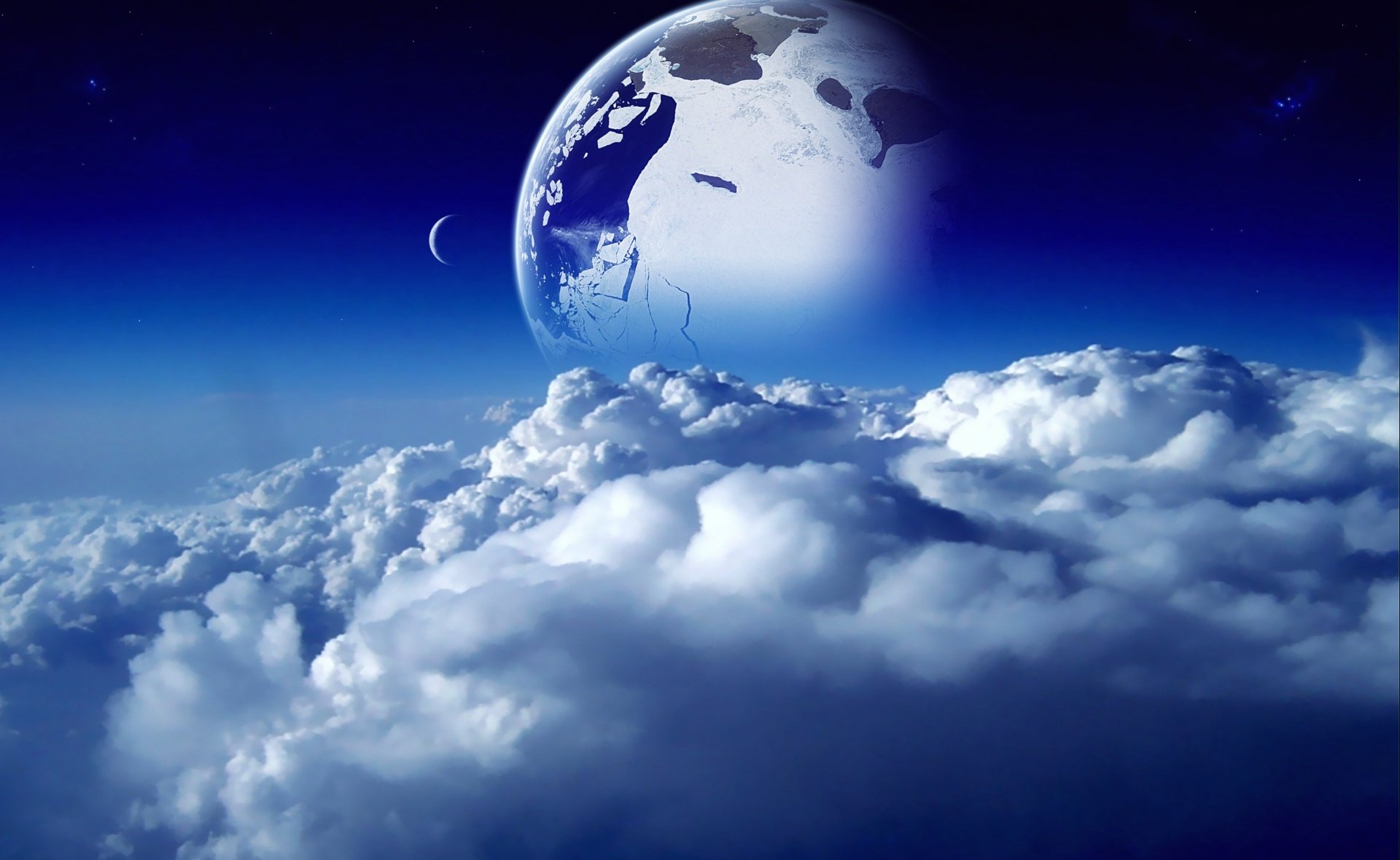 pace sky clouds moon planet blue blue space