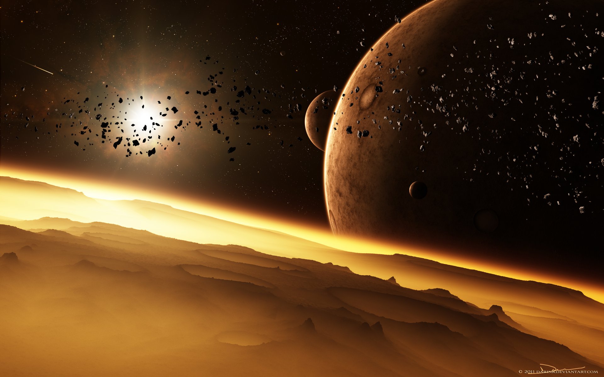 surface cratères planètes lunes lueur étoiles astéroïdes