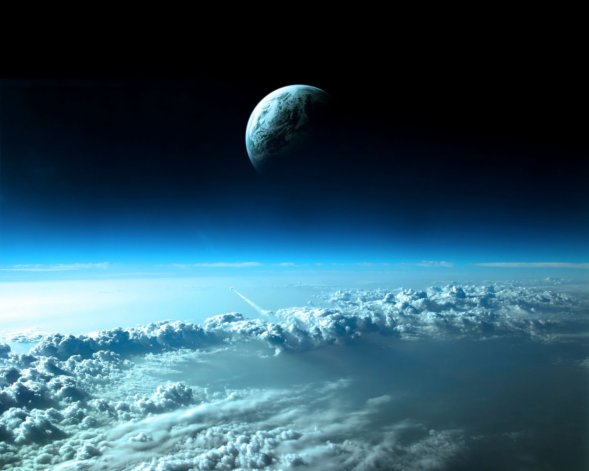 nubes espacio cielo planeta cohete