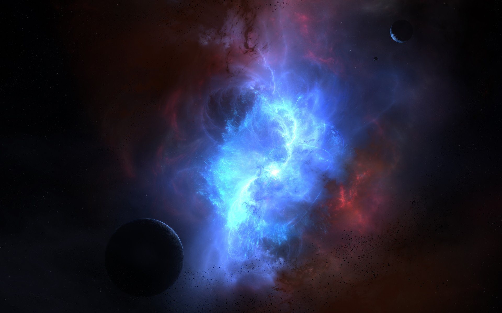 kosmos planeten nebel farben asteroiden glühen