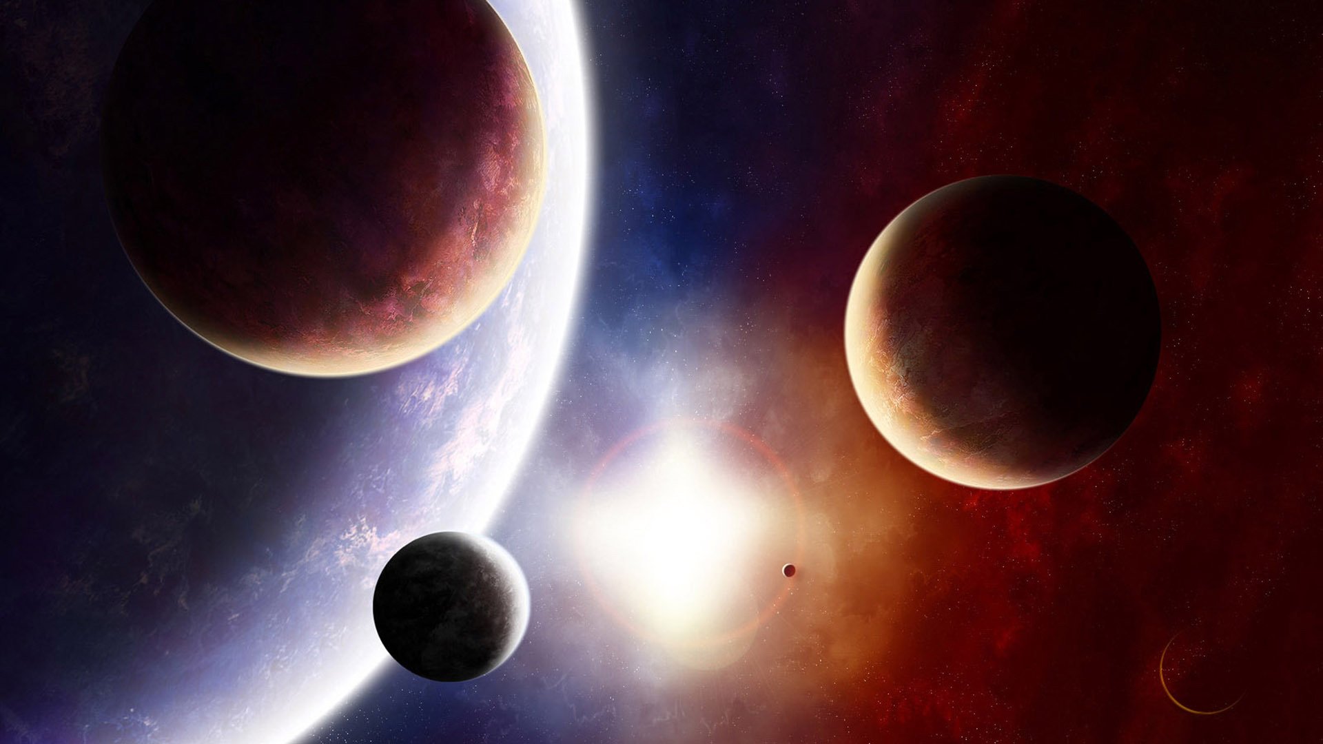 planet satelliten licht sonne stern raum farben