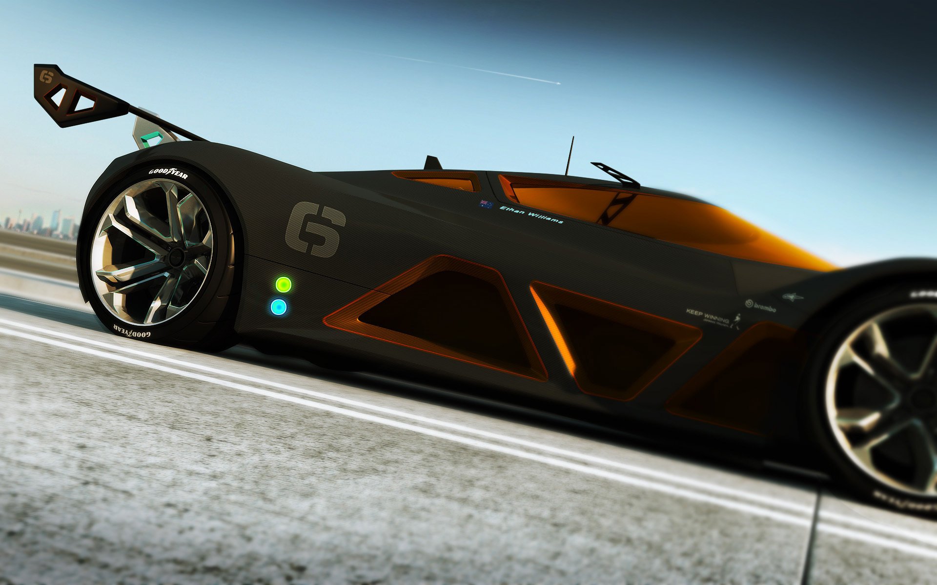 voiture asphalte ciel supercar rayures