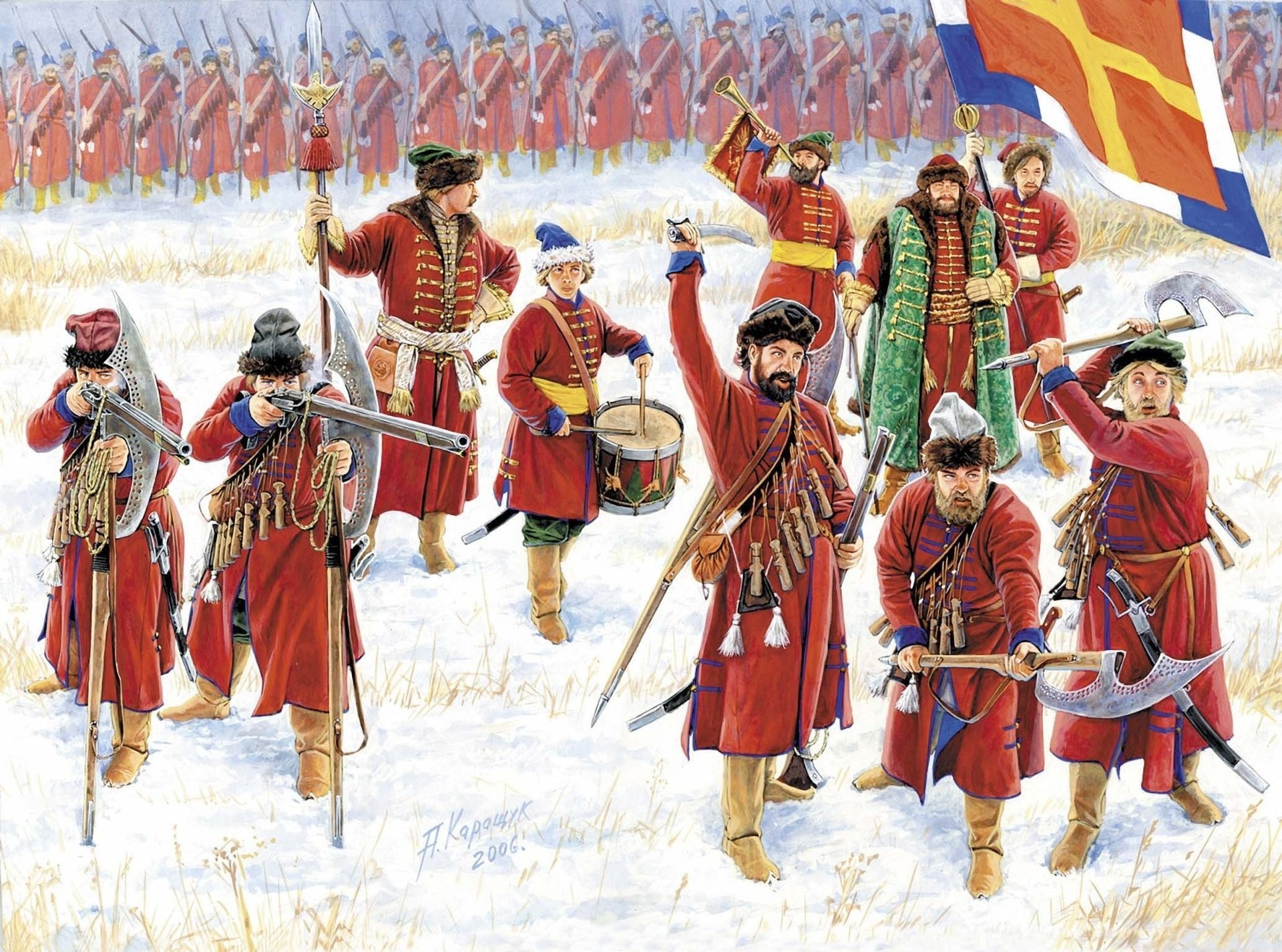 los principales fueron los arqueros los rusos las tropas el arte