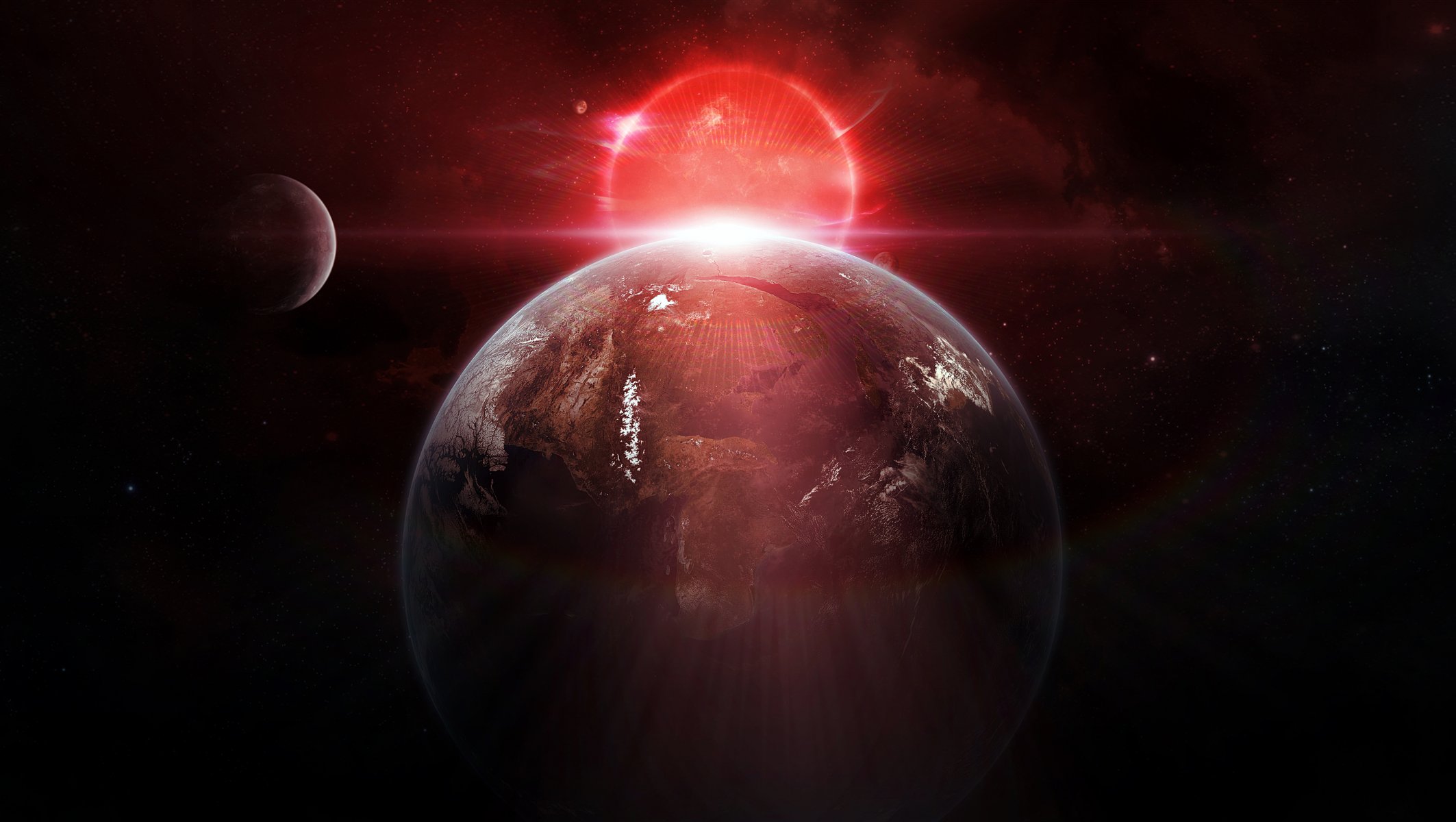planète étoiles satellites lever du soleil aurore lumière