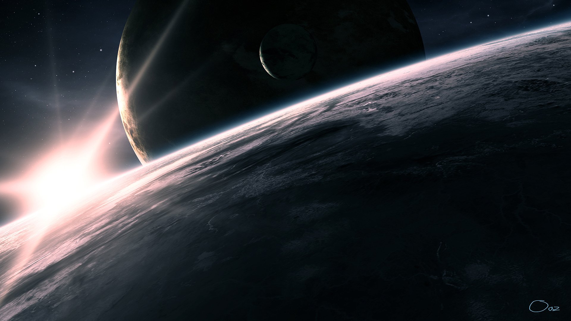 kosmos planety satelita gwiazda światło