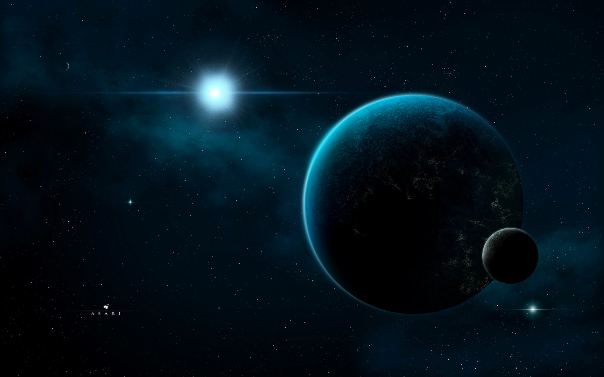 planet satellite space dark light