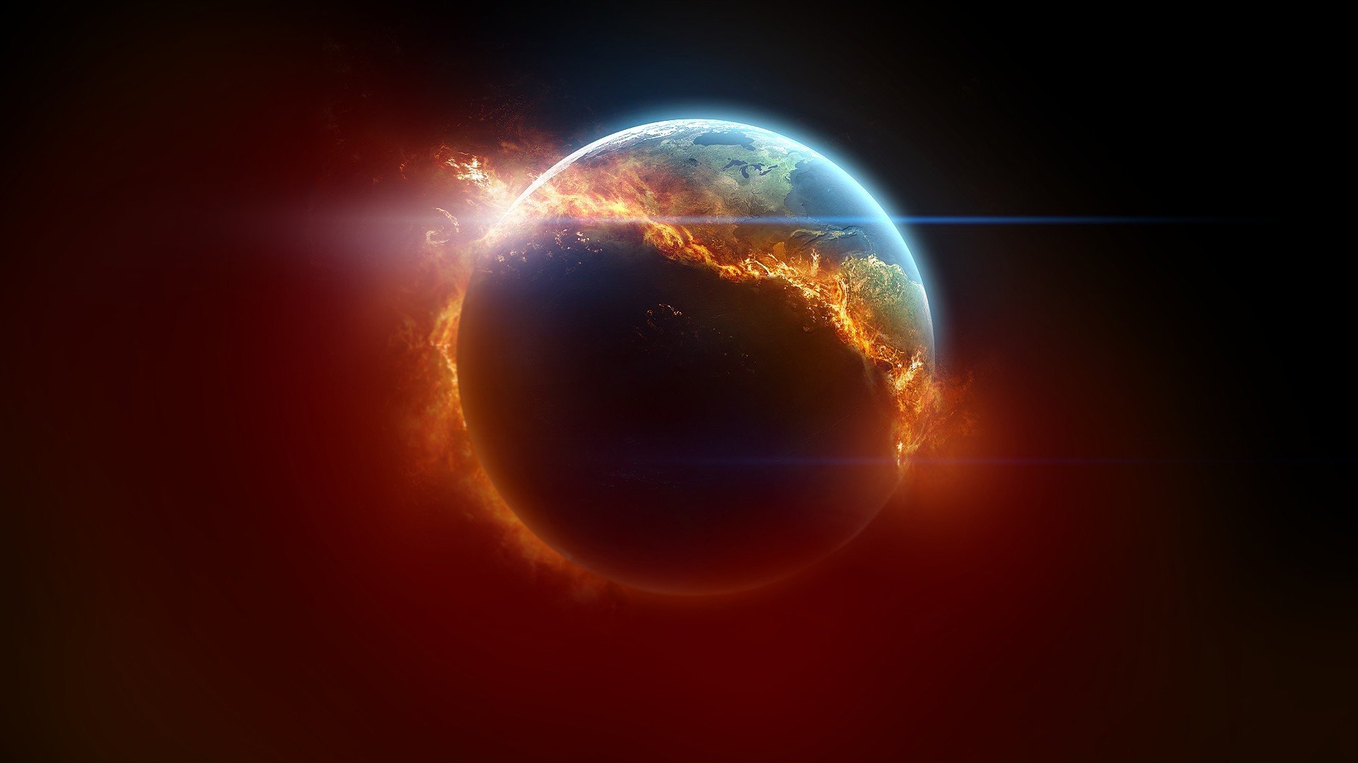 raum planet element feuer ausbrennen