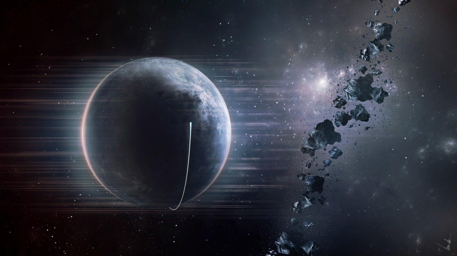 planet asteroiden sterne schiff