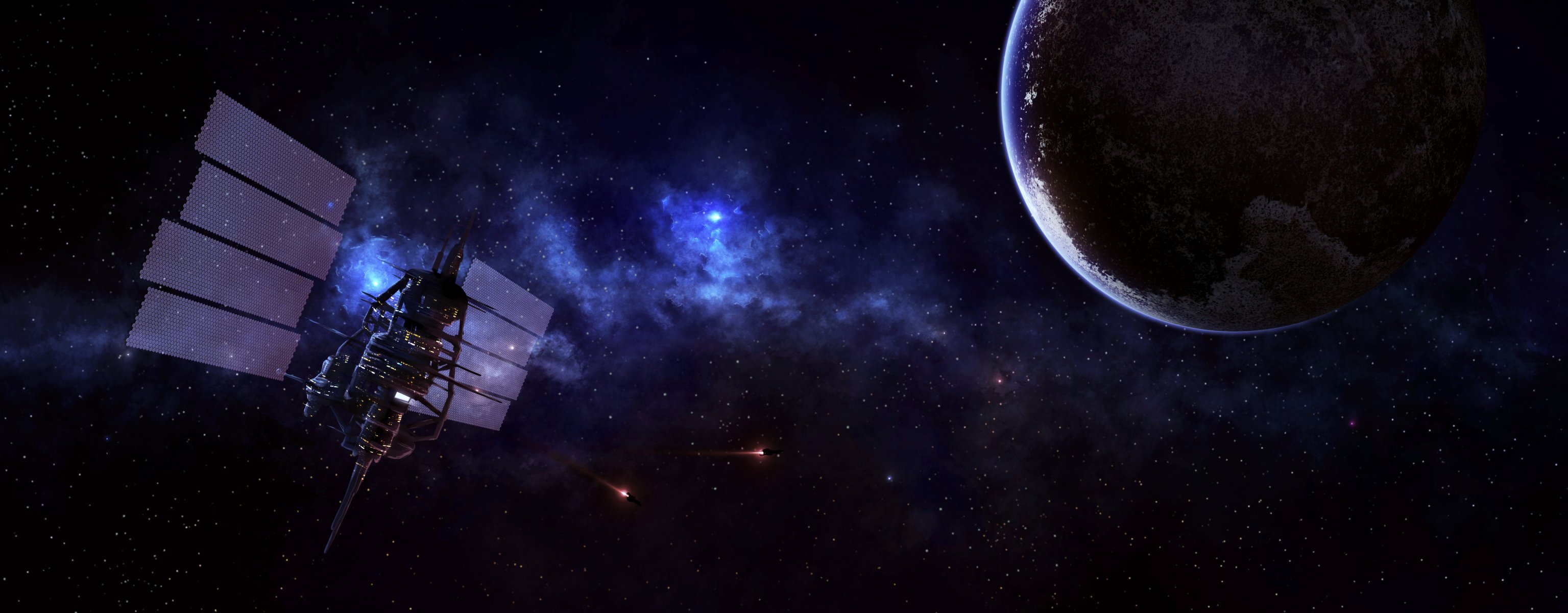 planet orbital station spaceships star