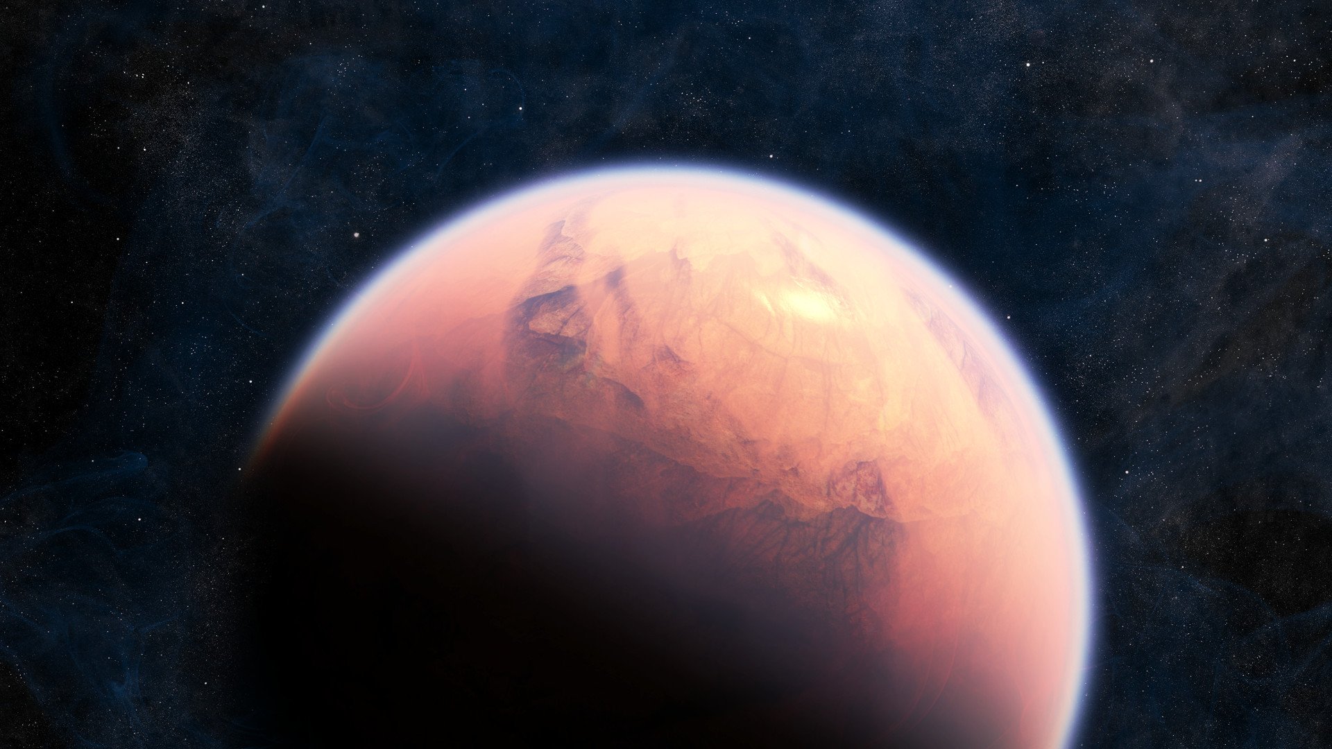 kosmos czerwony planeta gwiazdy mgławica atmosfera