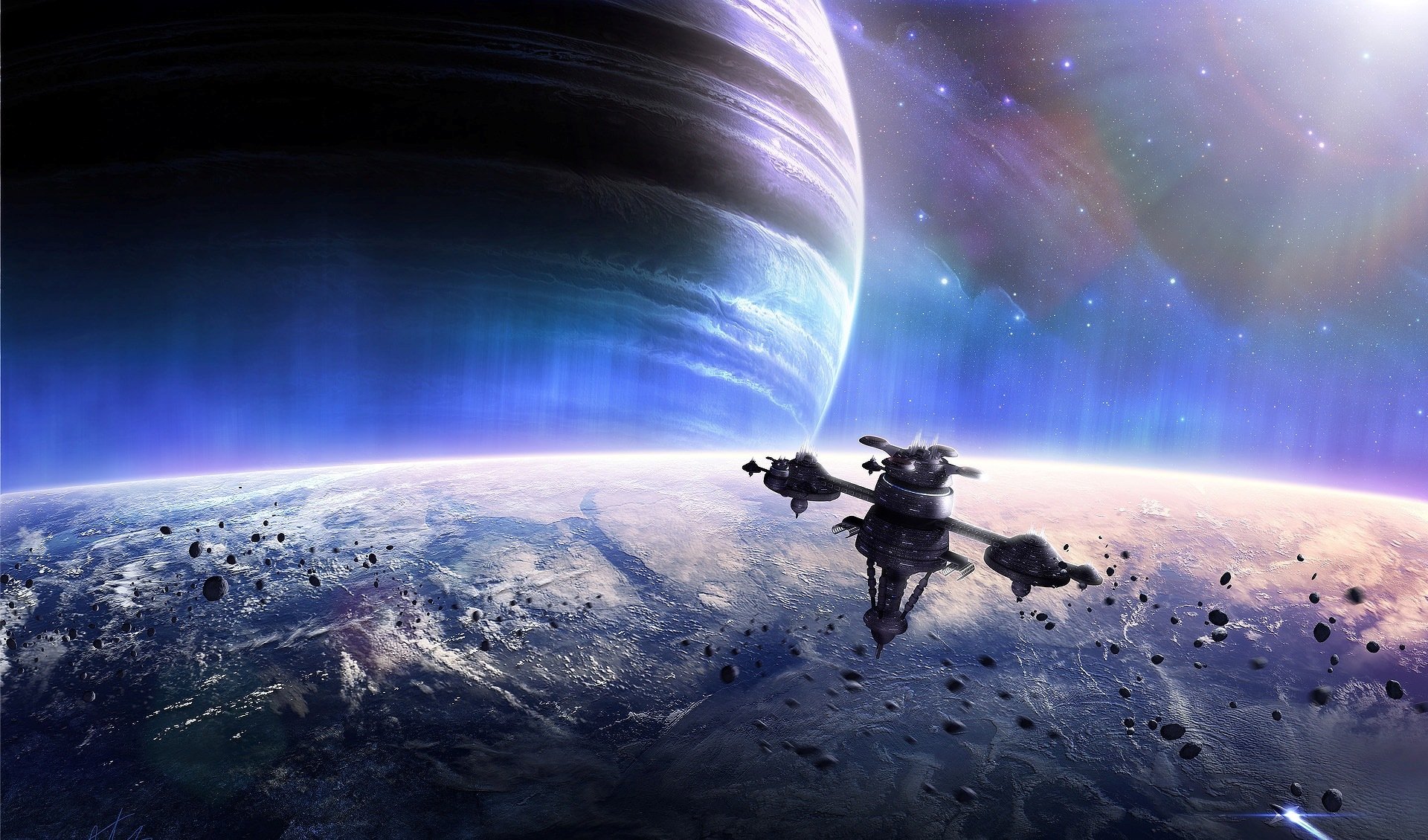 planet glanz meteoriten schiff