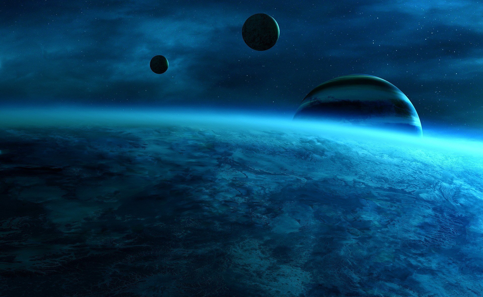 l espace planètes couleur bleue