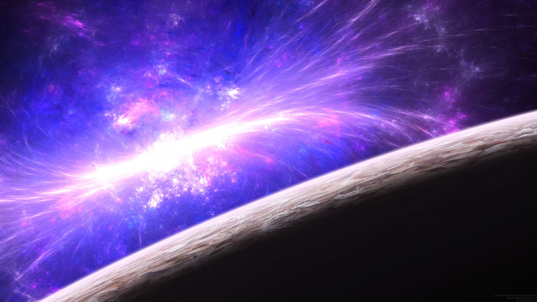 nébuleuse espace planète surface atmosphère étoiles aurore