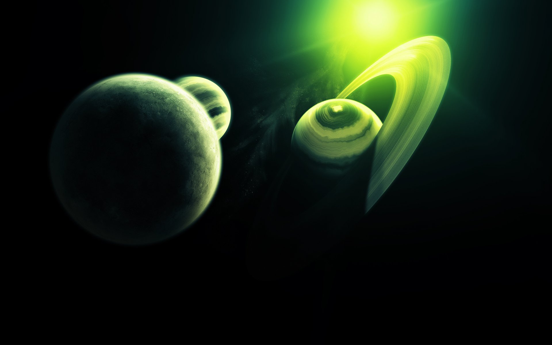 espacio planetas anillos luz