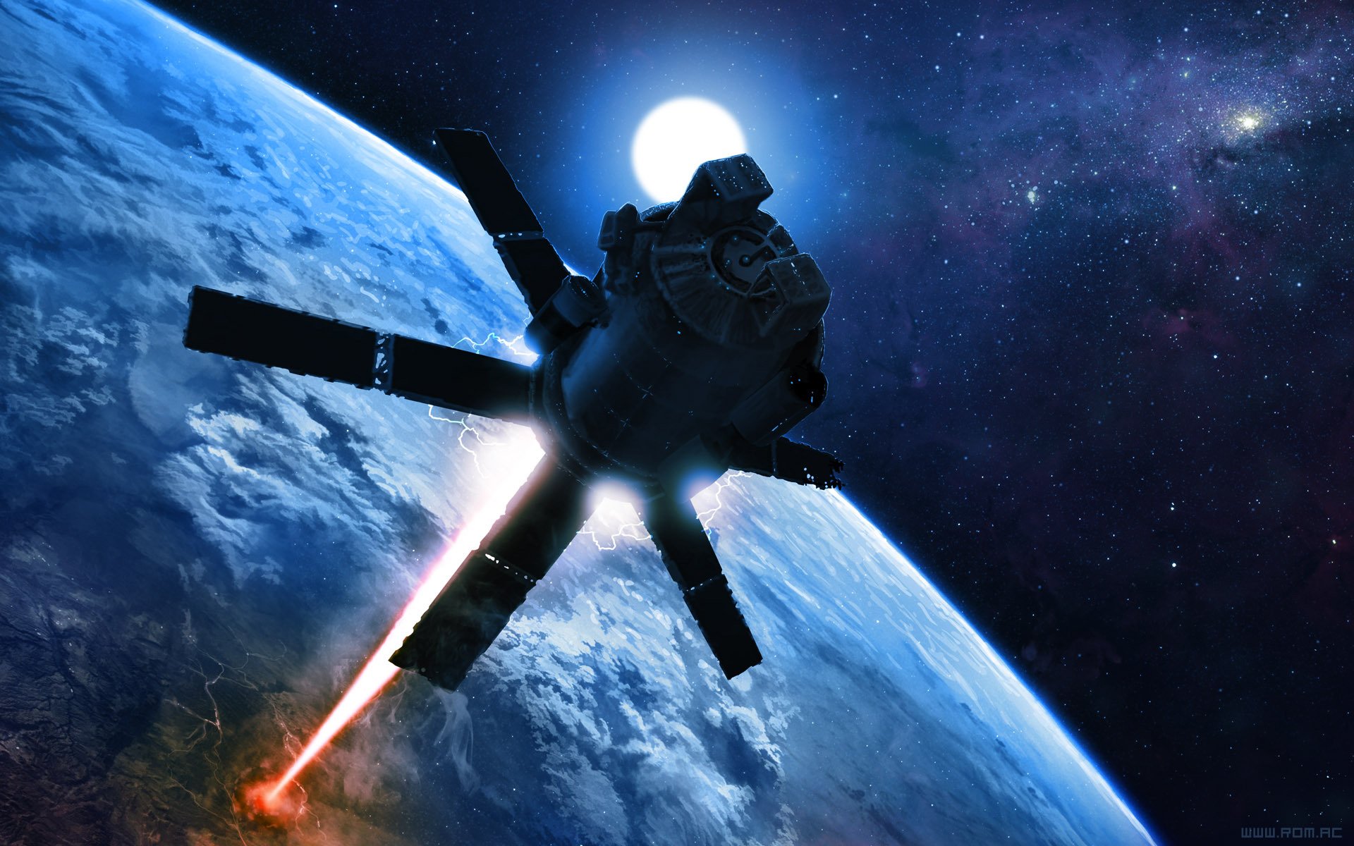 art alexiuss espace planète terre orbite faisceau laser satellite