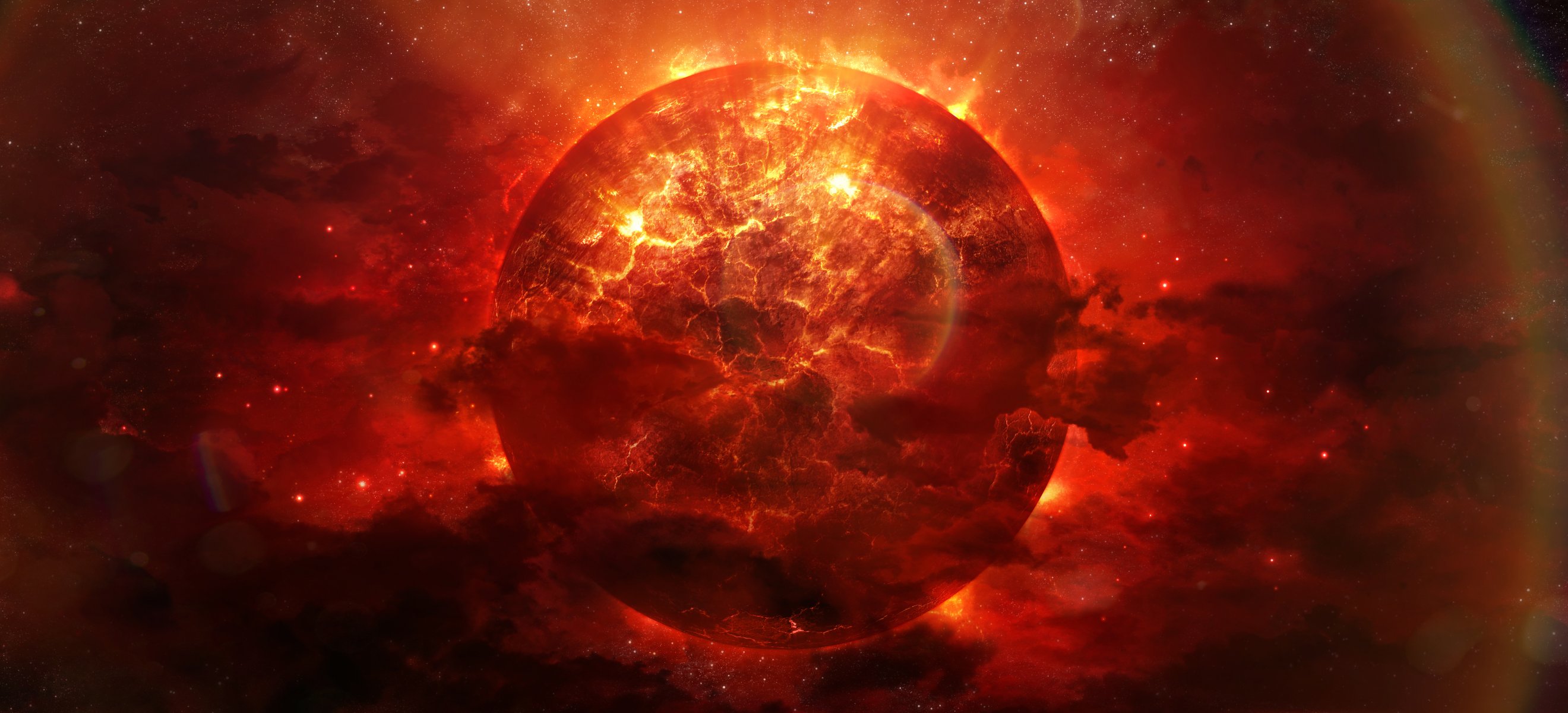 art katherl hannes alienphysique espace planète failles fissures feu explosion énergie nébuleuse rouge