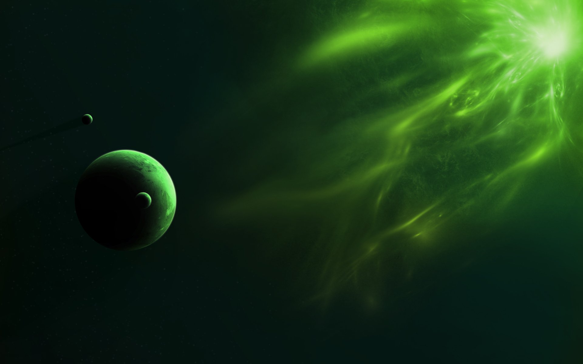 planet satellites star radiation light