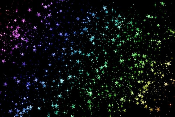 Estrellas multicolores sobre fondo negro