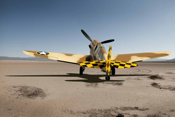 Flying into the sky on a yellow plane