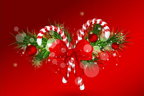 Christmas lollipops on a red background