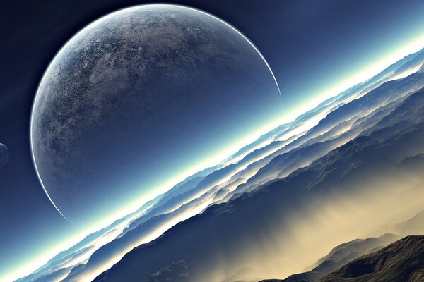Terra e Luna nello spazio esterno