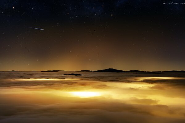 The cherished sky above the white clouds