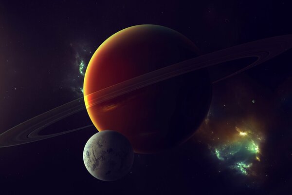 Paysage cosmique fantastique. Planète avec des anneaux