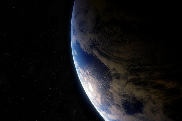 CosmOplanet Earth partially illuminated by the sun