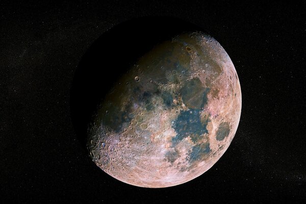 The moon in space against the background of stars